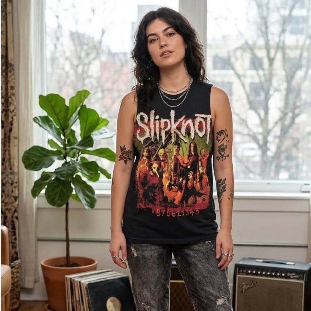 Slipknot Band Graphic Muscle Tank Top Black Sleeveless Shirt XS 2019 Bravado